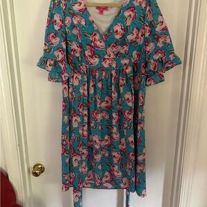 Betsey Johnson Turquoise and Pink Floral Dress